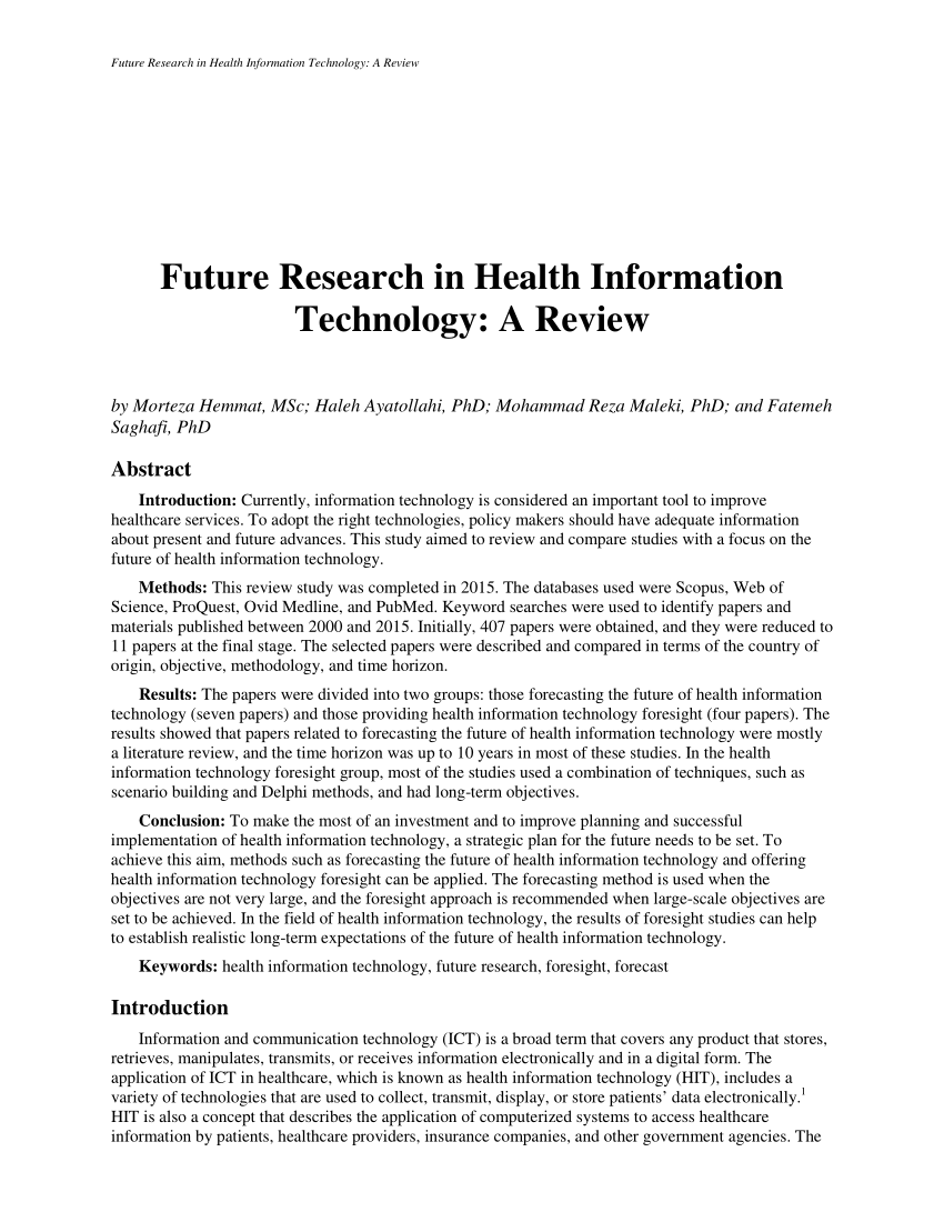 research articles about medical technology