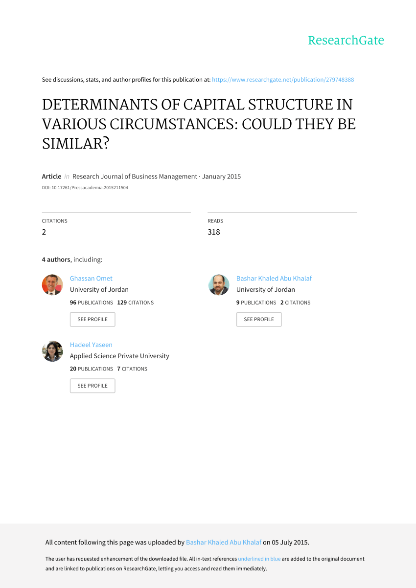 determinants of capital structure thesis pdf