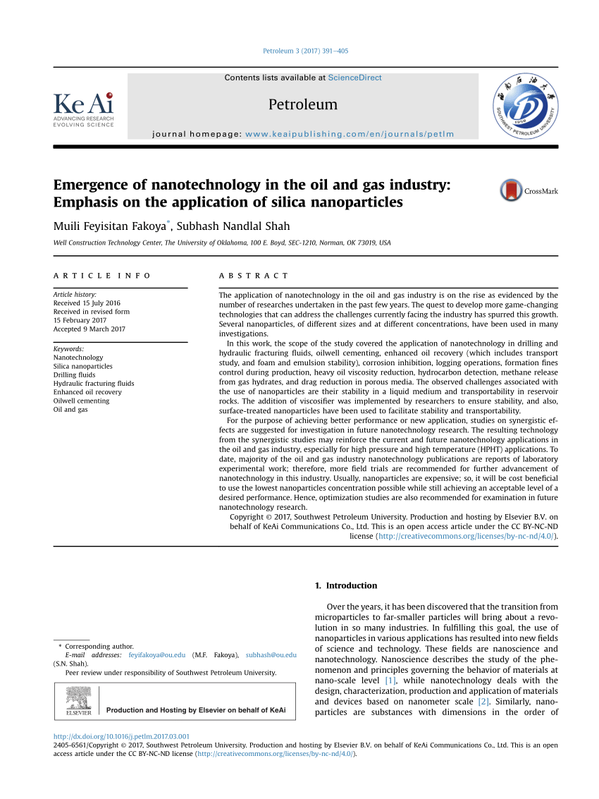 (PDF) Emergence of nanotechnology in the oil and gas 