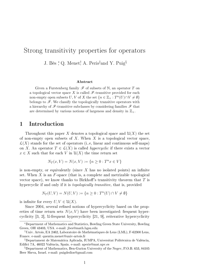 Pdf Strong Transitivity Properties For Operators