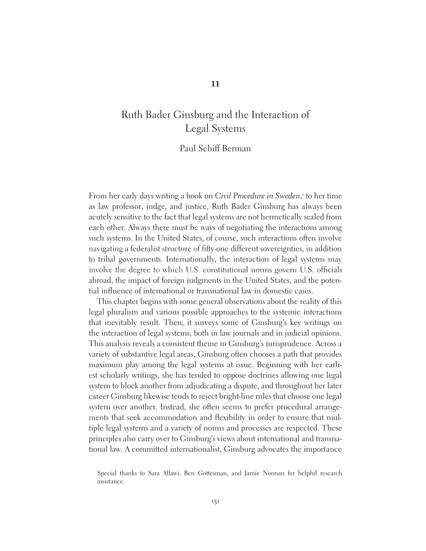 Pdf Ruth Bader Ginsburg And The Interaction Of Legal Systems