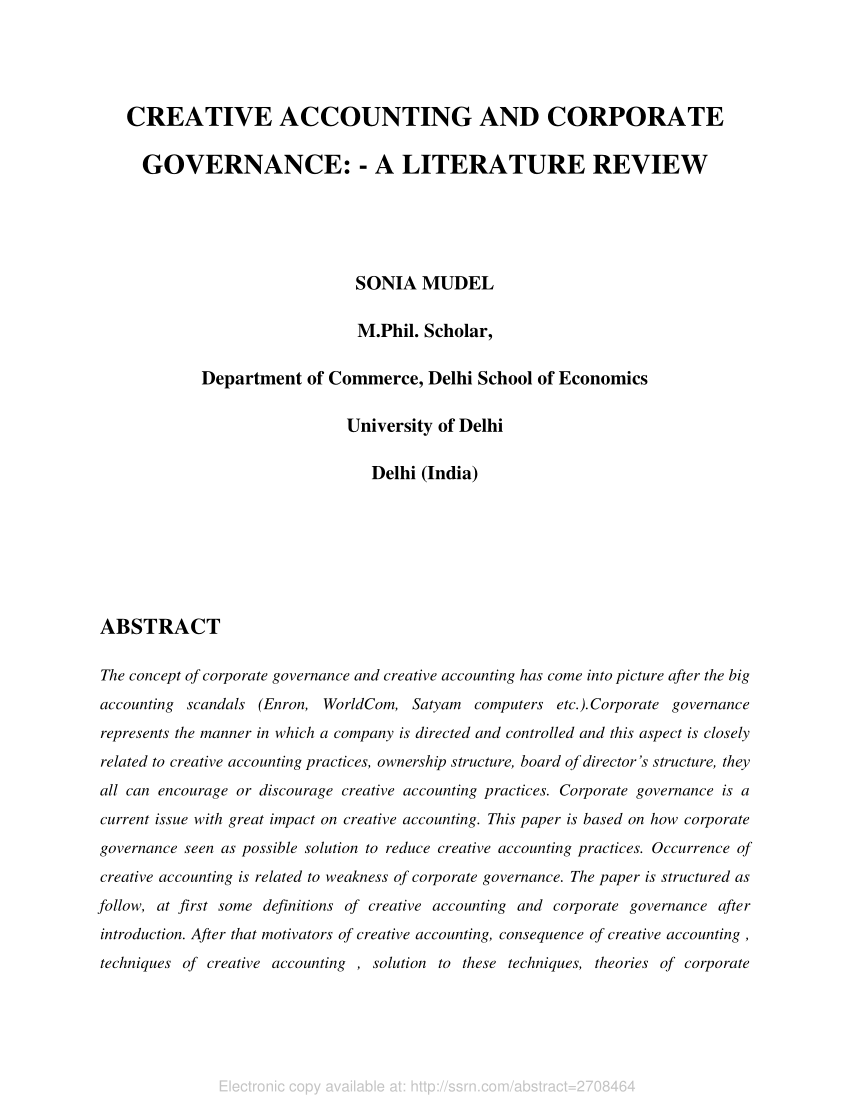 governance a review of the literature