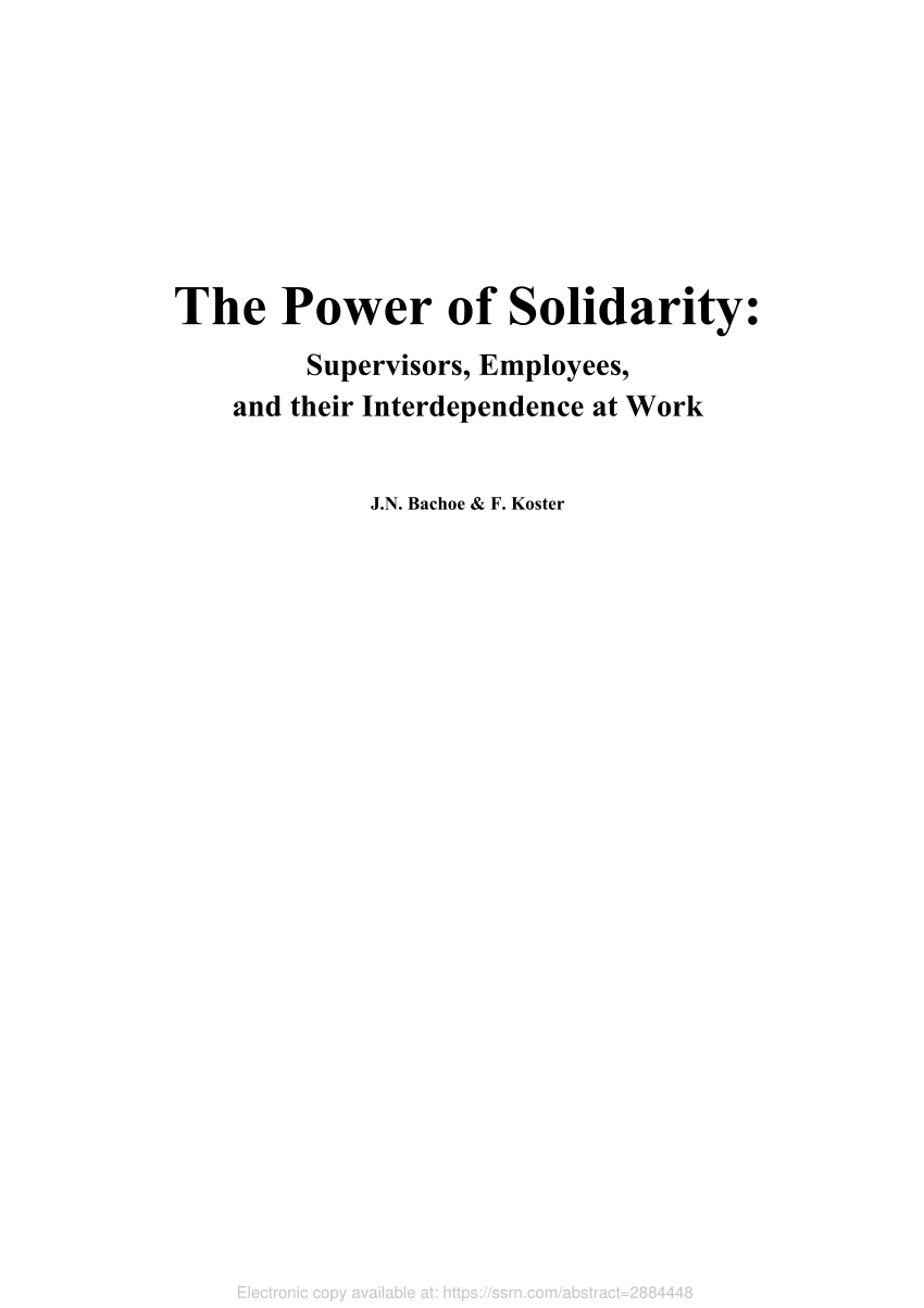 Pdf The Power Of Solidarity Supervisors Employees And - 