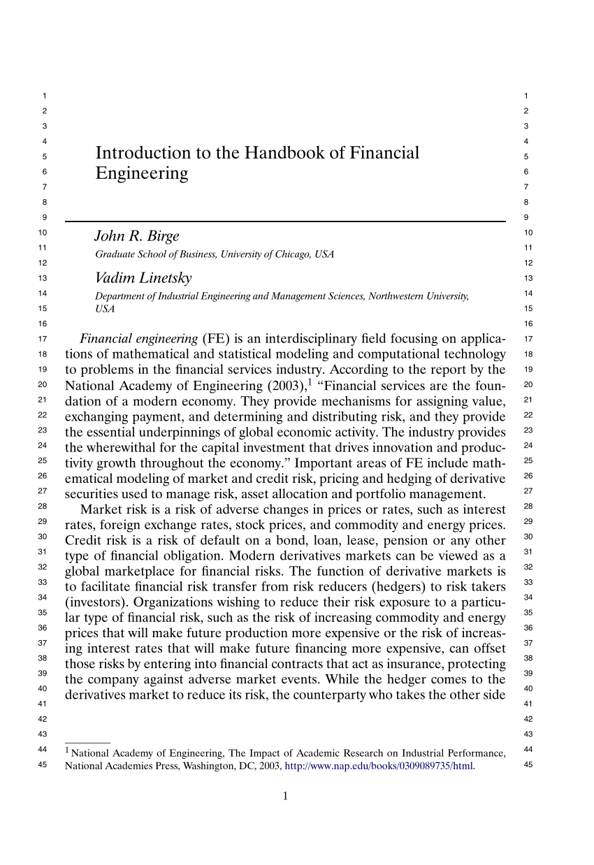 financial engineering dissertation