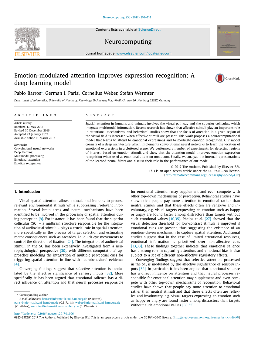 Pdf Emotion Modulated Attention Improves Expression Recognition