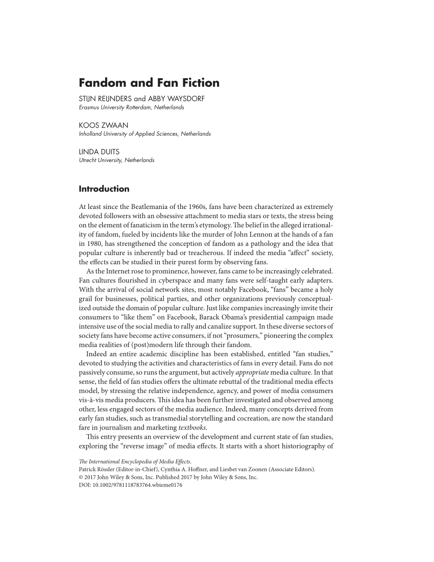 PDF) Fandom and Fan Fiction