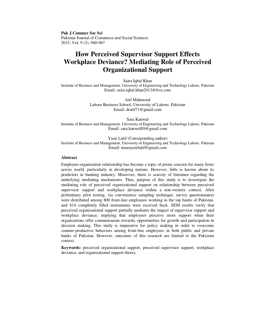 research paper on perceived organizational support