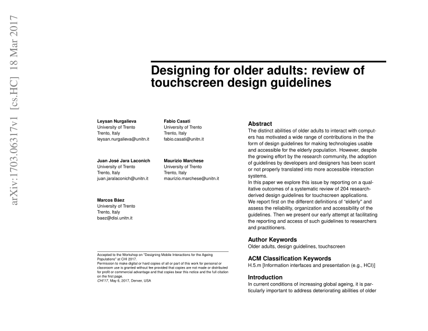a systematic literature review of research derived touchscreen design guidelines for older adults