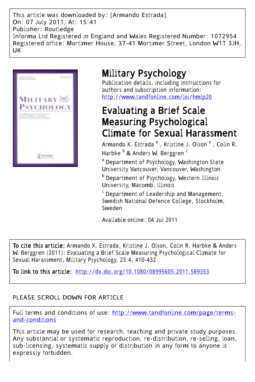 PDF Evaluating a brief scale measuring psychological climate for