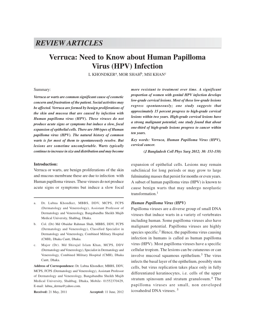 human papilloma virus review article)
