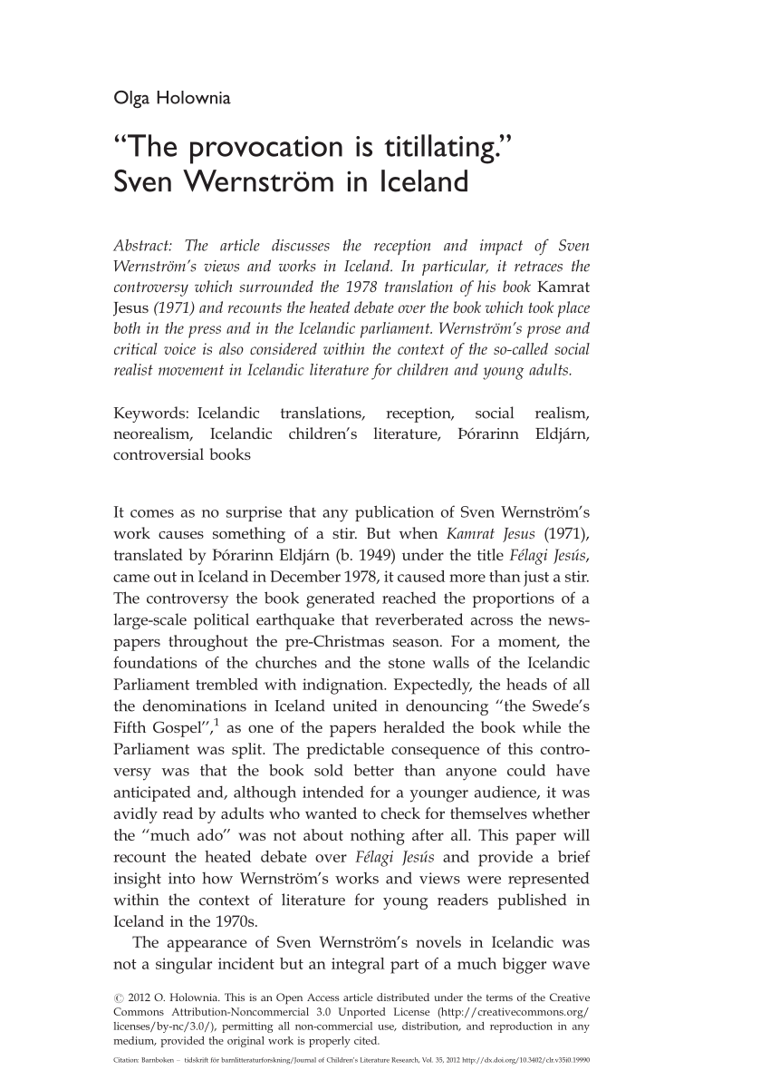 Pdf The Provocation Is Titillating Sven Wernstrom In Iceland