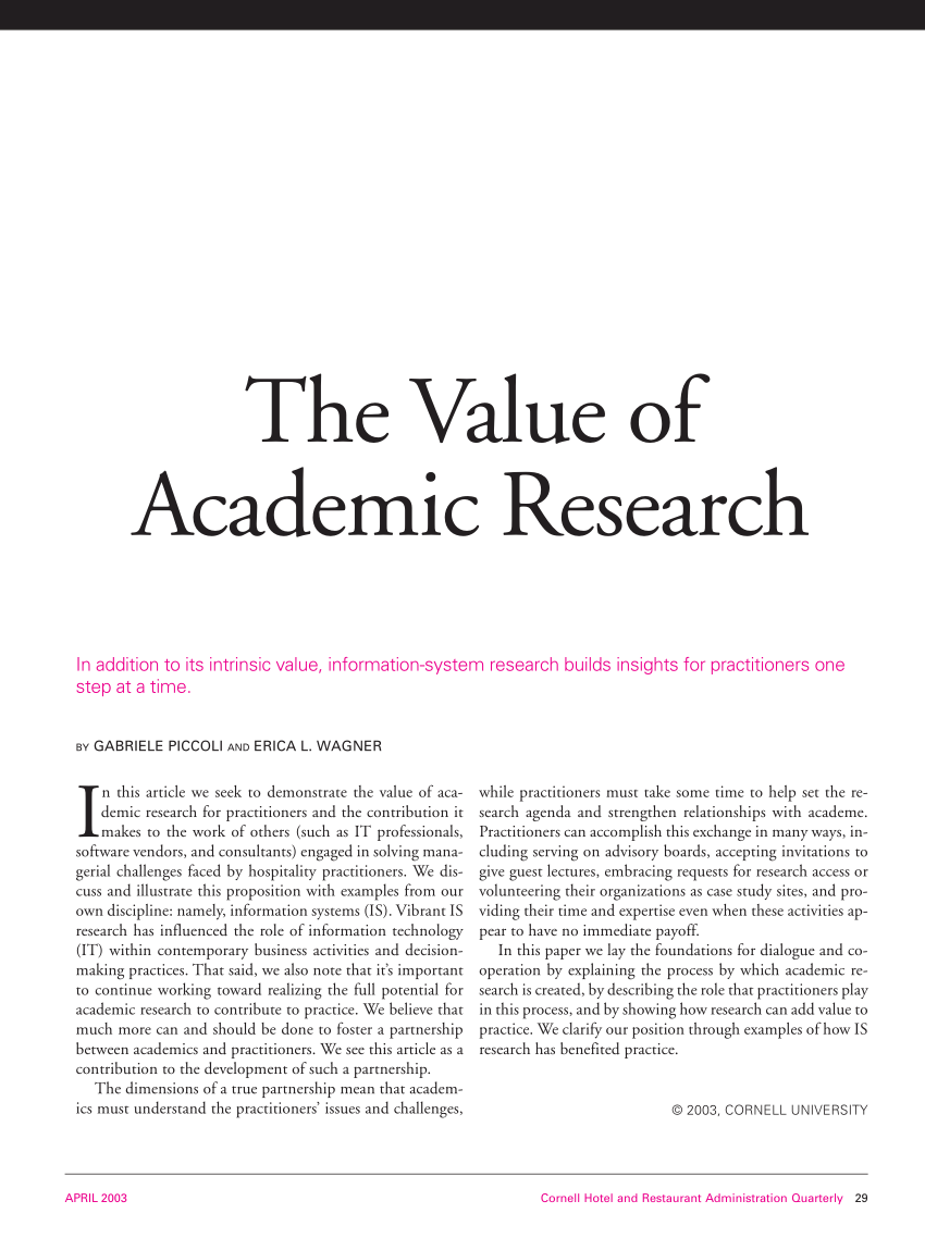research articles value