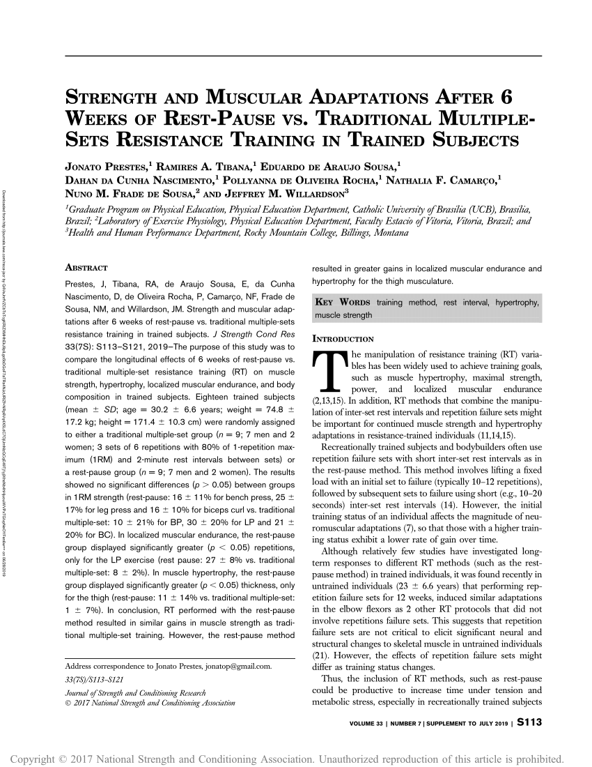 How cluster sets, rest-pause, and drop-sets affect strength, hypertrophy,  and power (research review) [2017] : r/weightroom