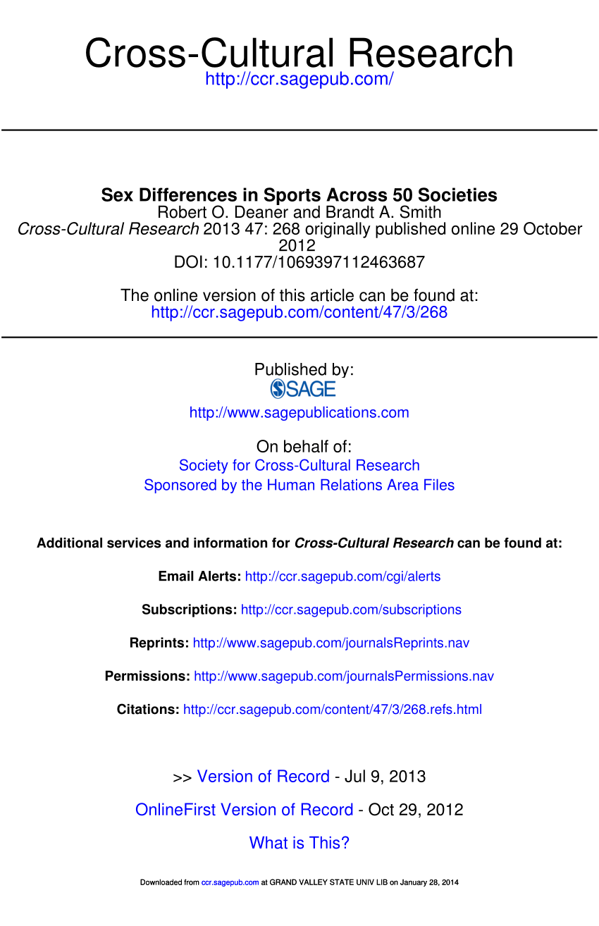 PDF) Sex Differences in Sports Across 50 Societies picture