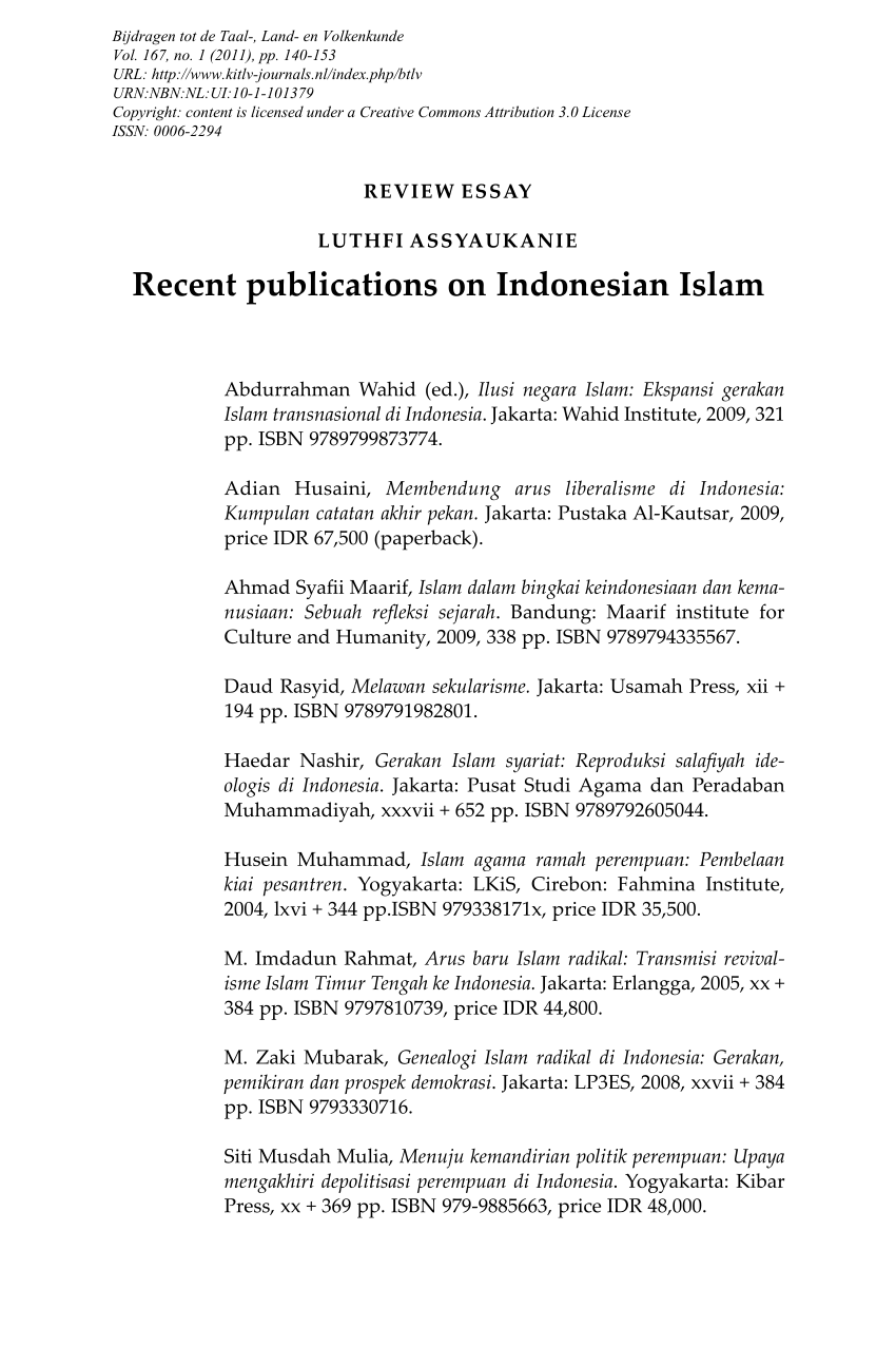 Pdf Recent Publications On Indonesian Islam