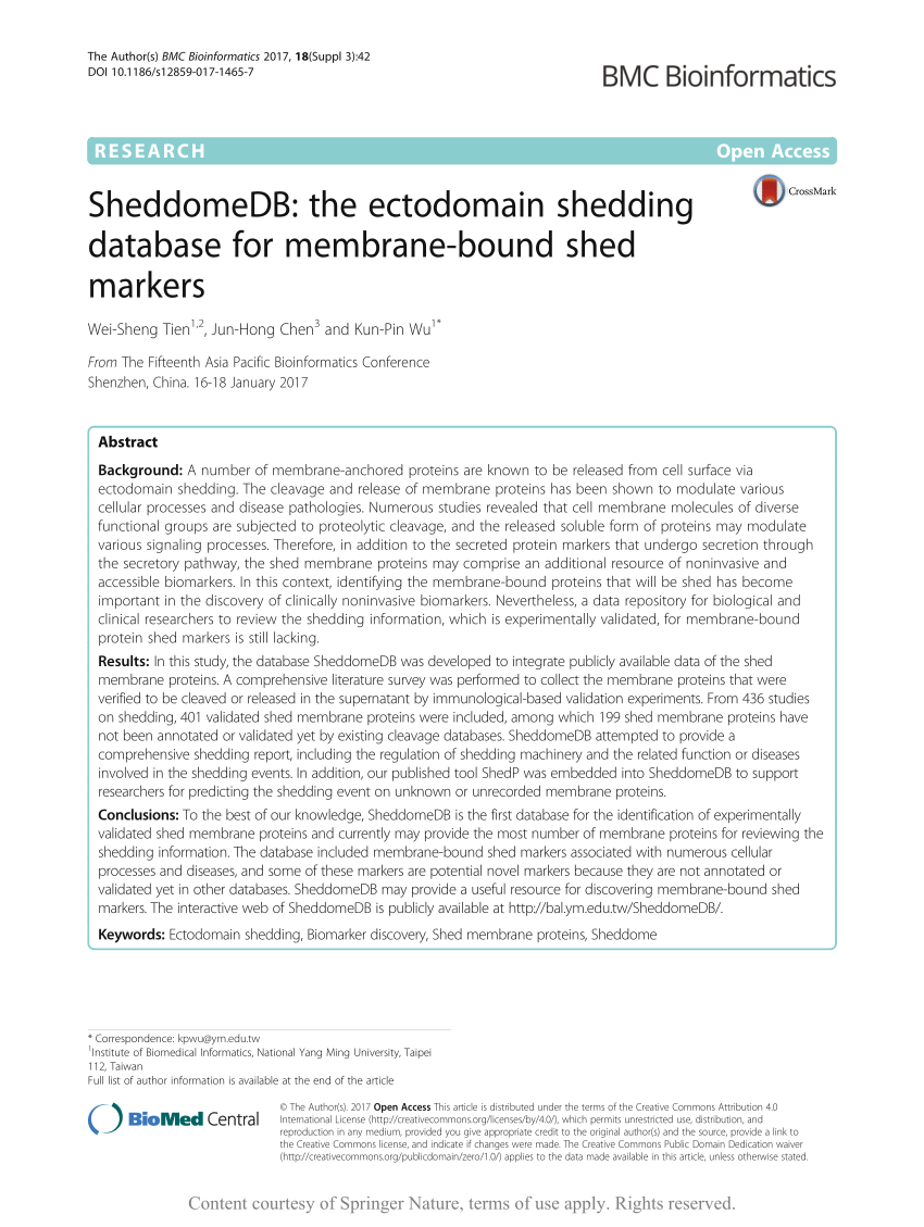 (PDF) SheddomeDB: The ectodomain shedding database for