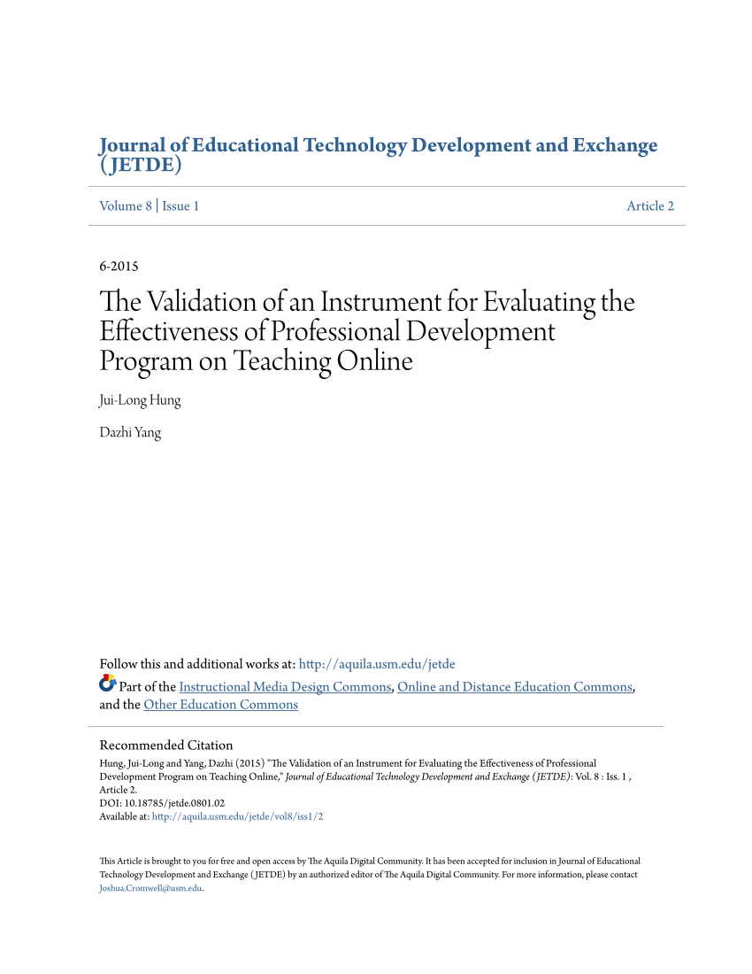 Pdf The Validation Of An Instrument For Evaluating The