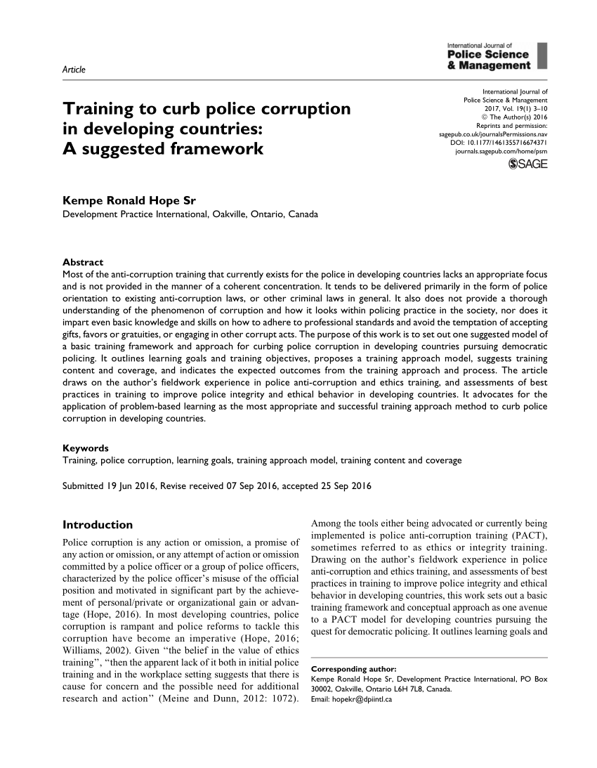 research proposal on police corruption