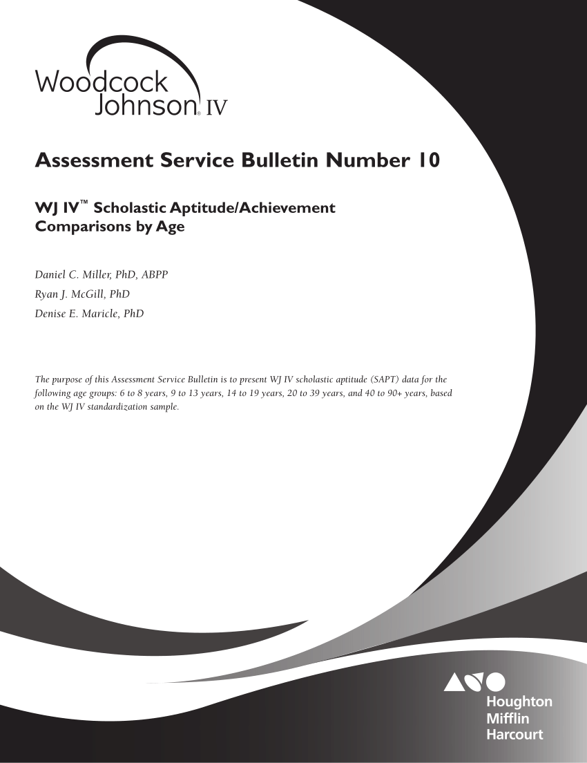 PDF) WJ IV Scholastic Aptitude/Achievement Comparisons by Age