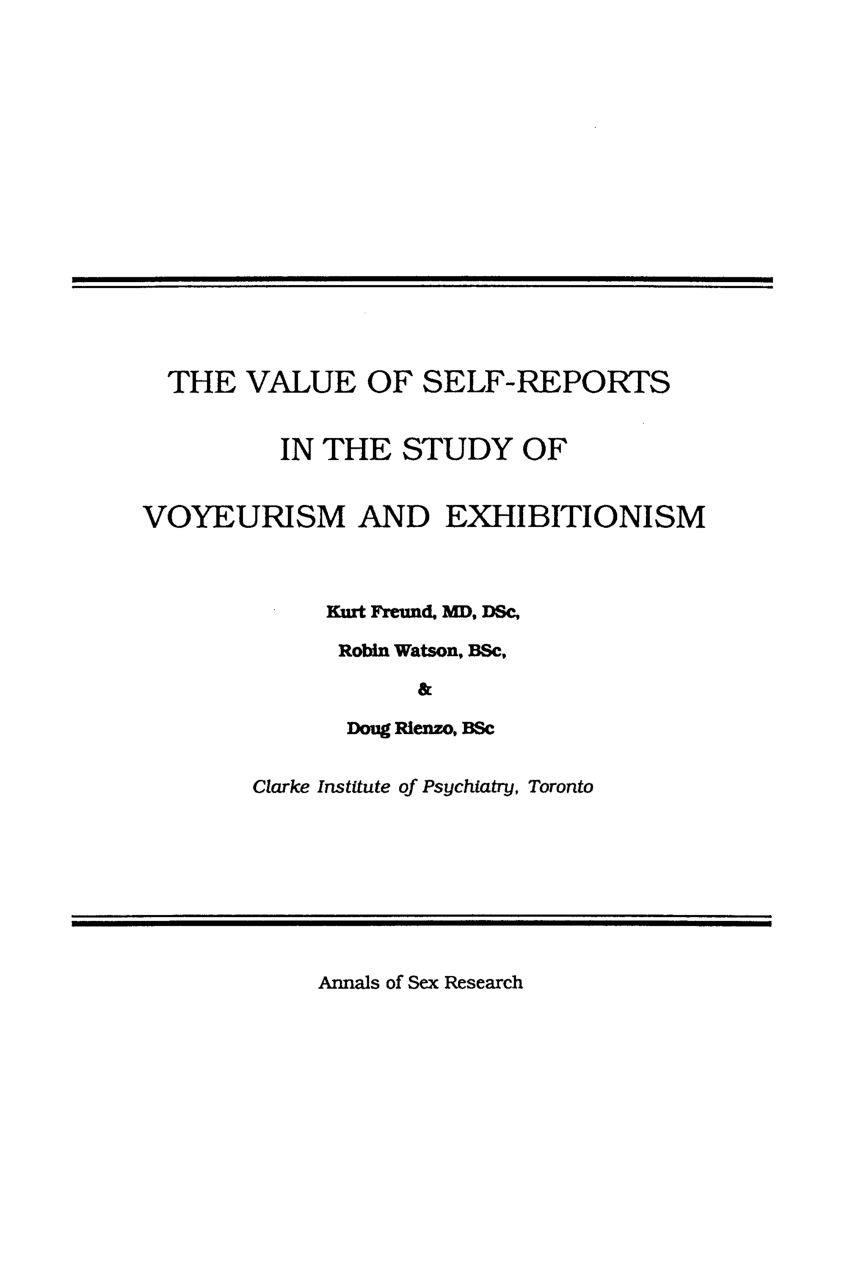 PDF) The Value of Self-Reports in the Study of Voyeurism and Exhibitionism picture image