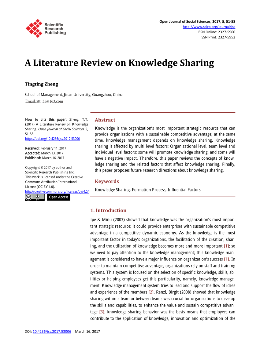 a literature review on knowledge sharing