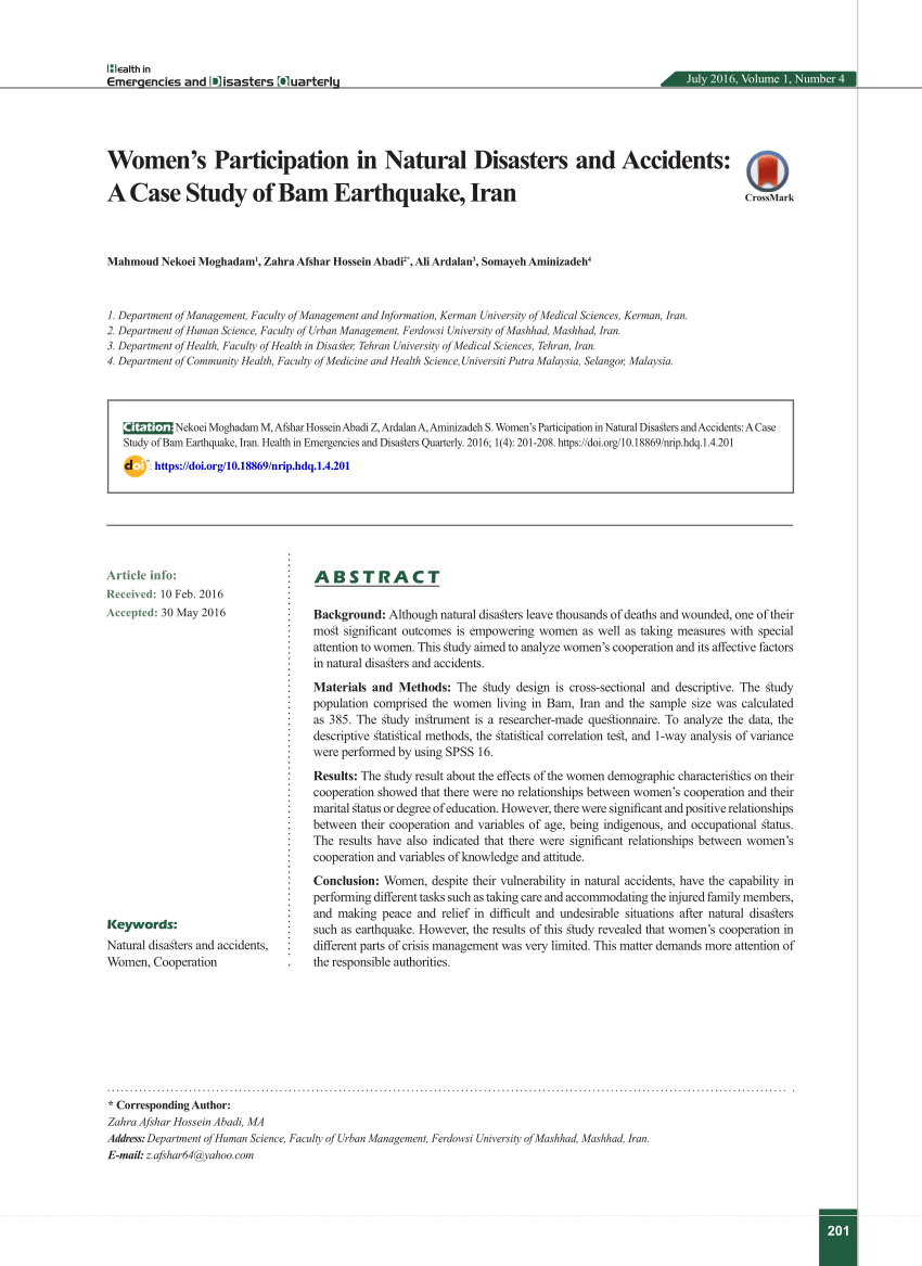 bam earthquake case study