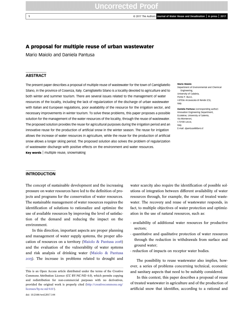 research proposal on wastewater treatment