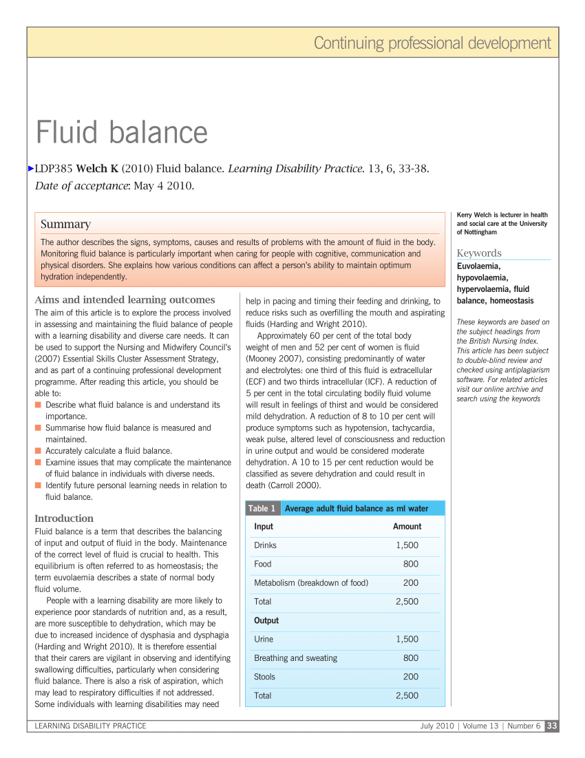 (PDF) Fluid balance