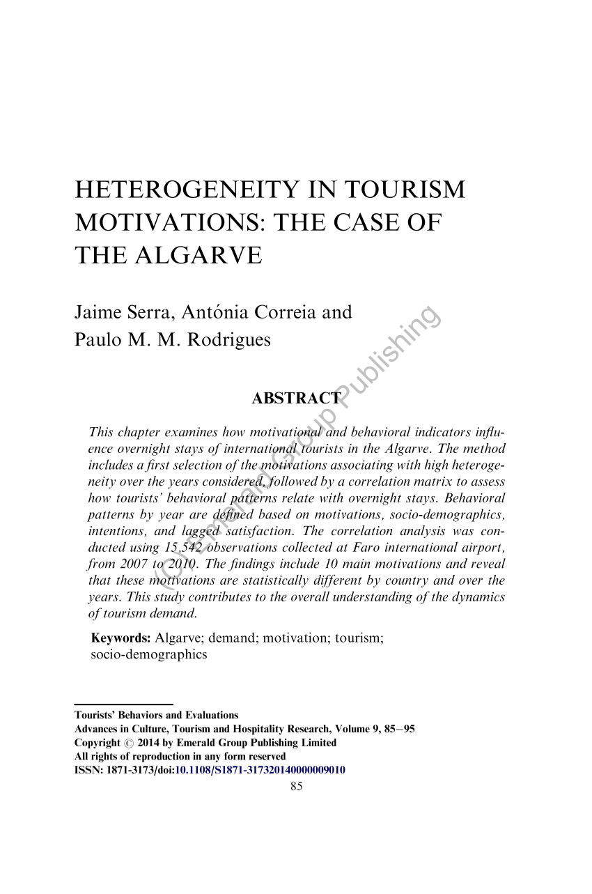 heterogeneity in tourism example