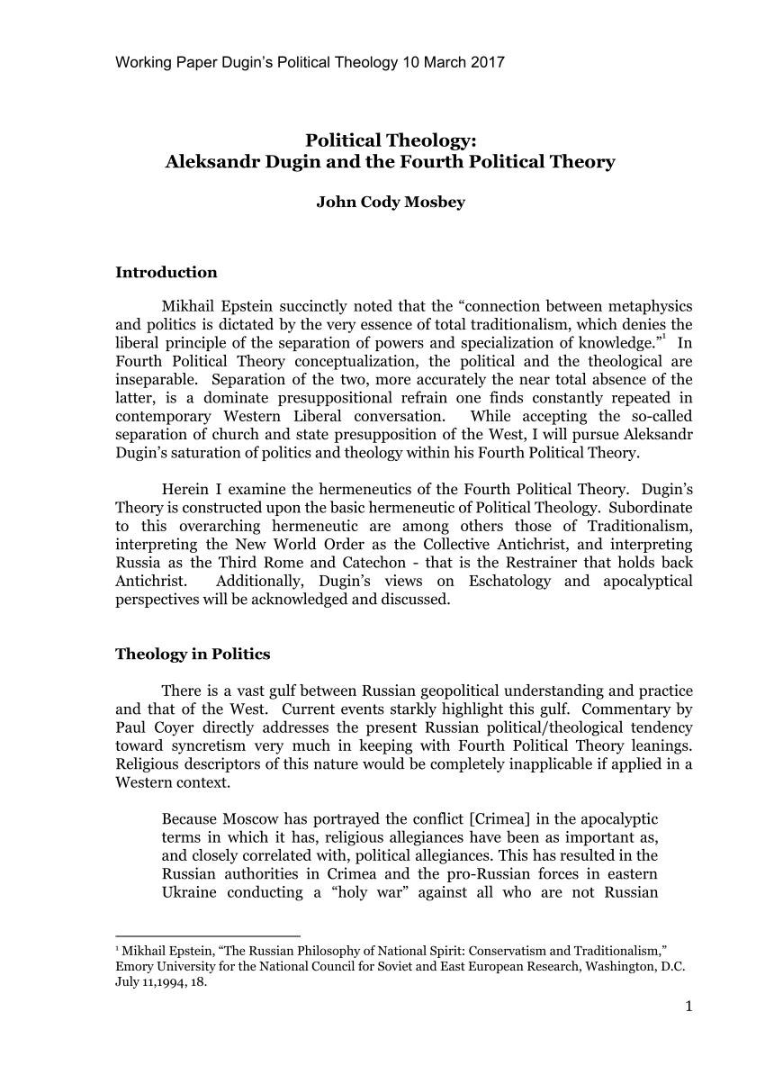 PDF) Geopolítica e ideologia - o neoeurasianismo e a questão da quarta  teoria. Geopolitics and ideology - neo-eurasianism and the question of the  fourth theory.