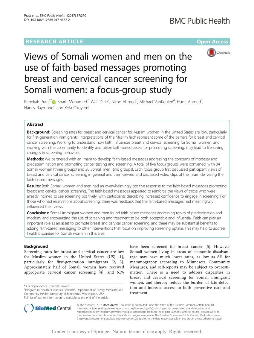 PDF Views of Somali women and men on the use of faith based