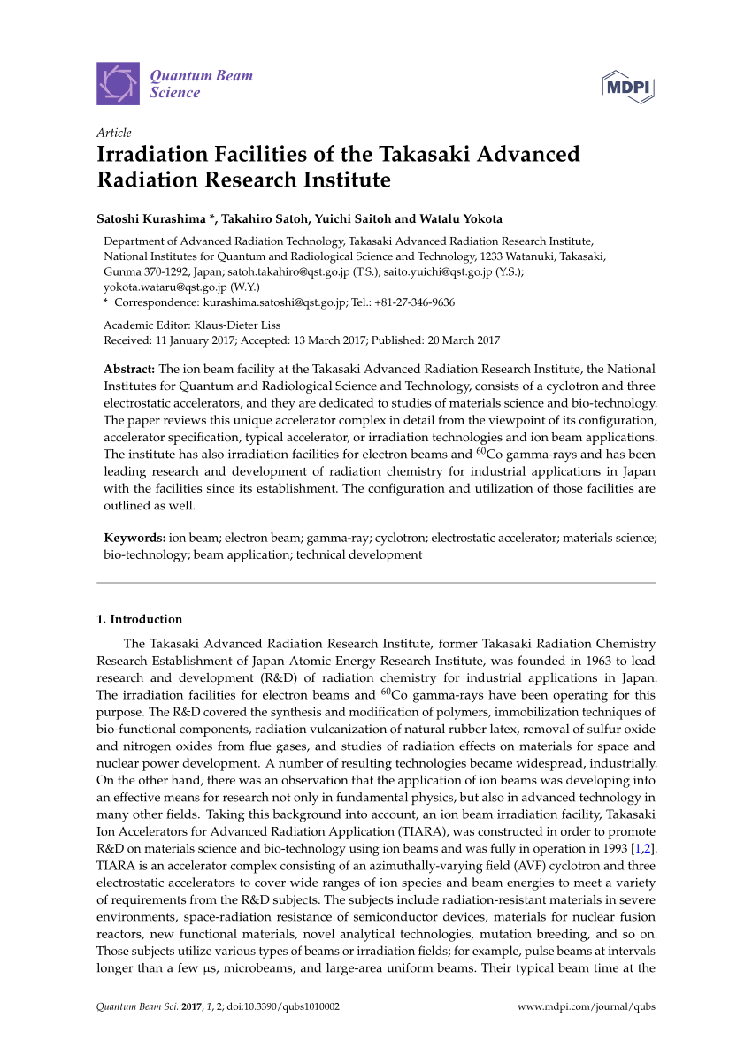 PDF Irradiation Facilities of the Takasaki Advanced Radiation