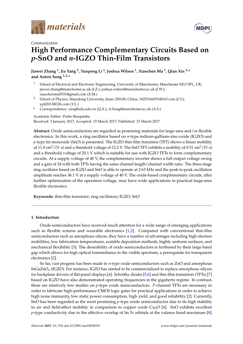igzo thin film transistor
