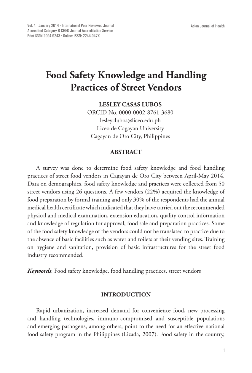 research paper of food safety