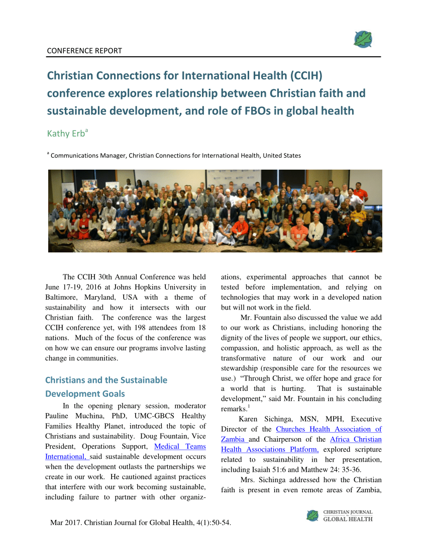 (PDF) Christian Connections for International Health (CCIH) conference