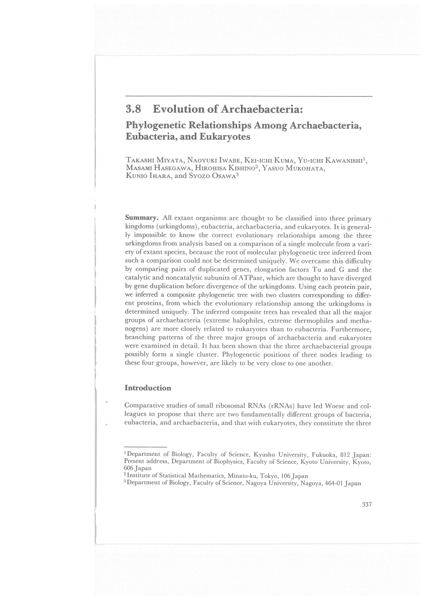 Pdf Evolution Of Archaebacteria Phylogenetic Relationships Among Archaebacteria Eubacteria 4143