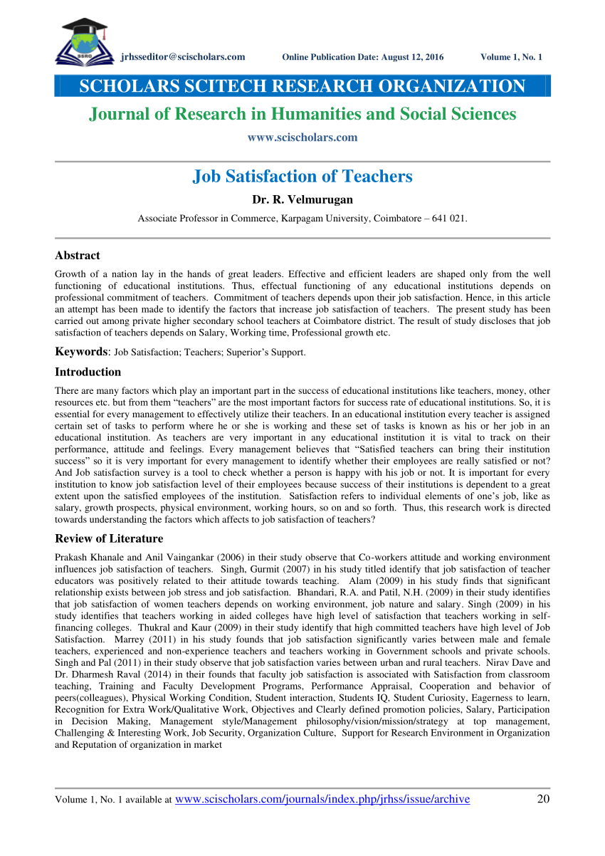 thesis on job satisfaction of college teachers