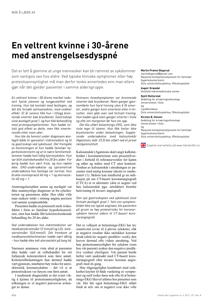 Pdf En Veltrent Kvinne I 30 Arene Med Anstrengelsesdyspne