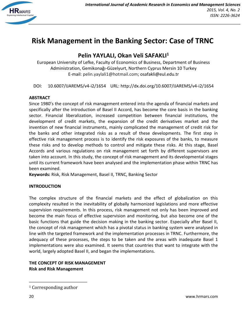 research paper on risk management in banking sector