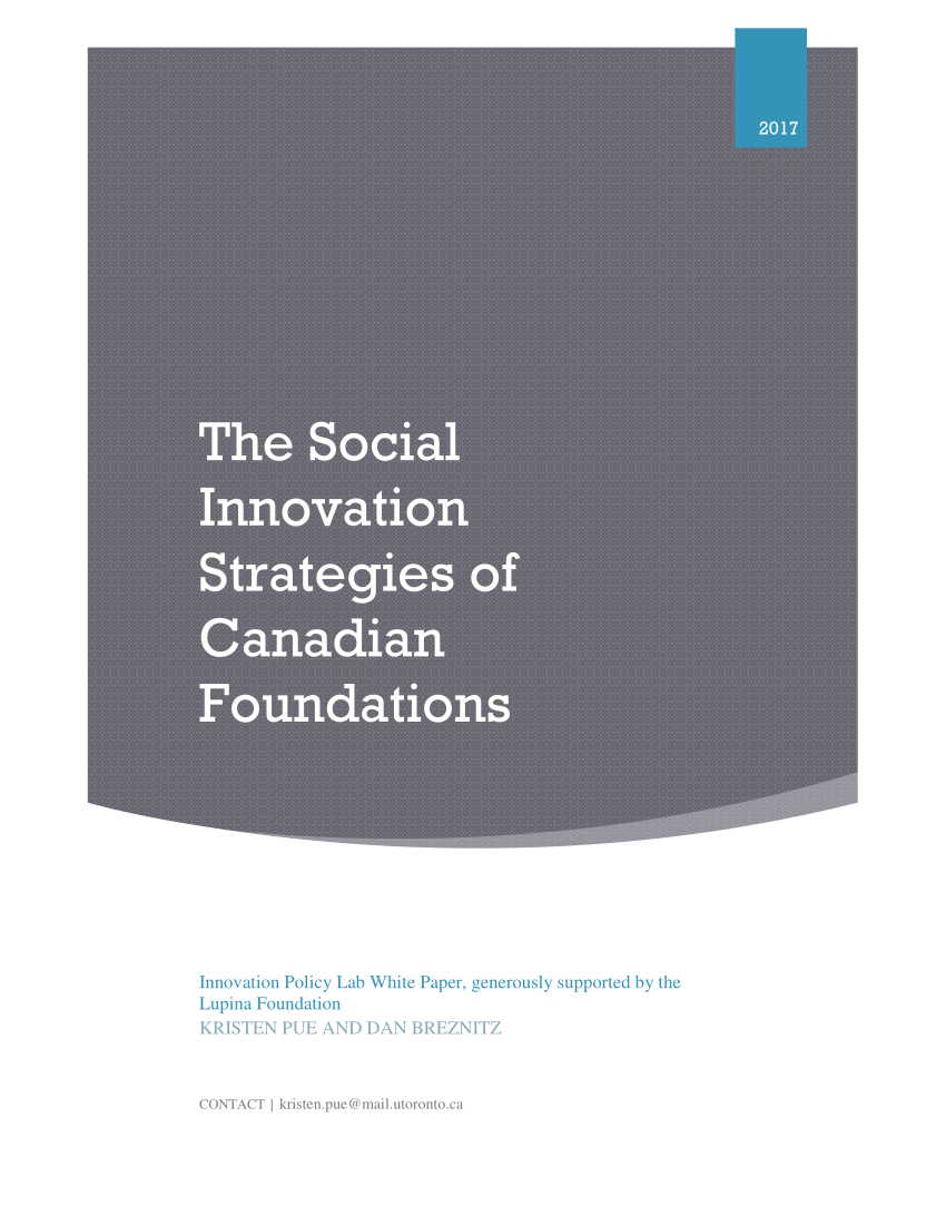 (PDF) Social Innovation Strategies of Canadian Foundations