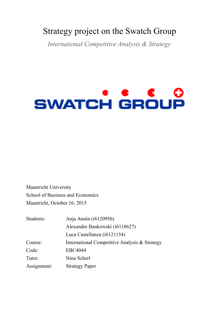 The Swatch Group Ltd (UHR) - Financial and Strategic SWOT Analysis