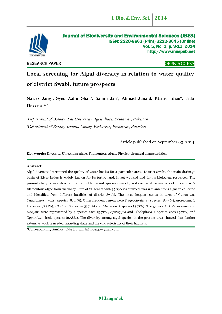 algal diversity research paper