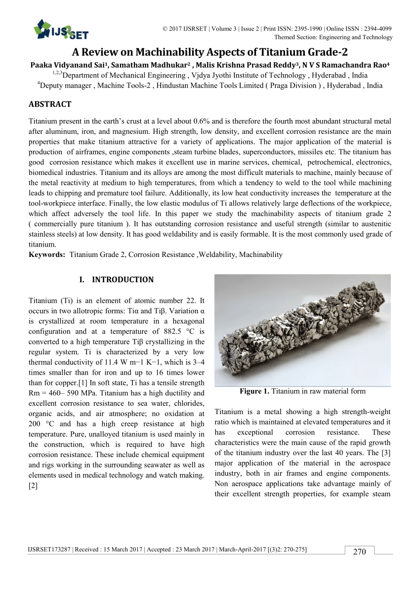 PDF) A Review on Machinability Aspects of Titanium Grade-2