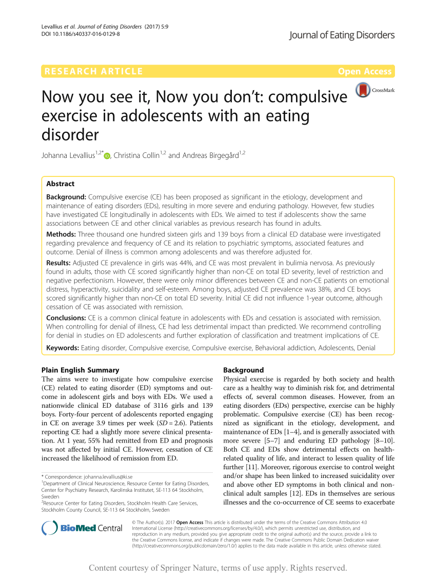 (PDF) Now you see it, Now you don't: Compulsive exercise in ...