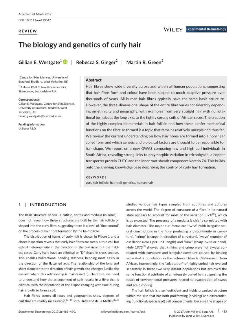PDF) The Biology and Genetics of Curly Hair