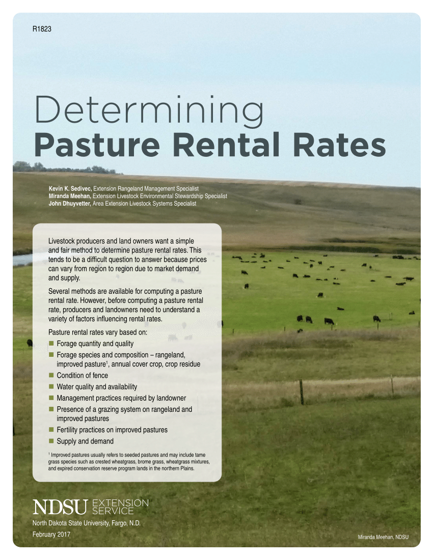 (PDF) Determining Pasture Rental Rates