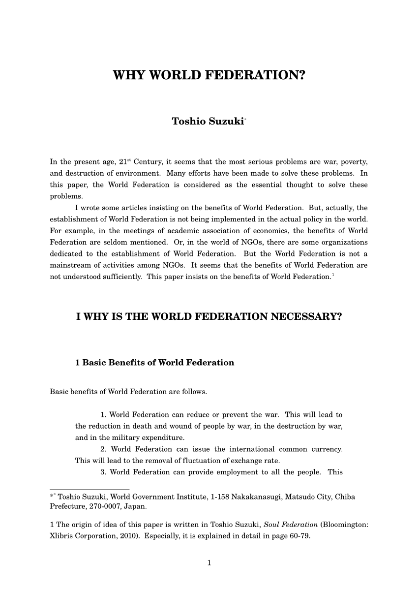 (PDF) Why World Federation?