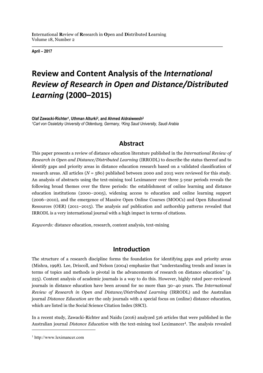 the international review research in open and distributed learning