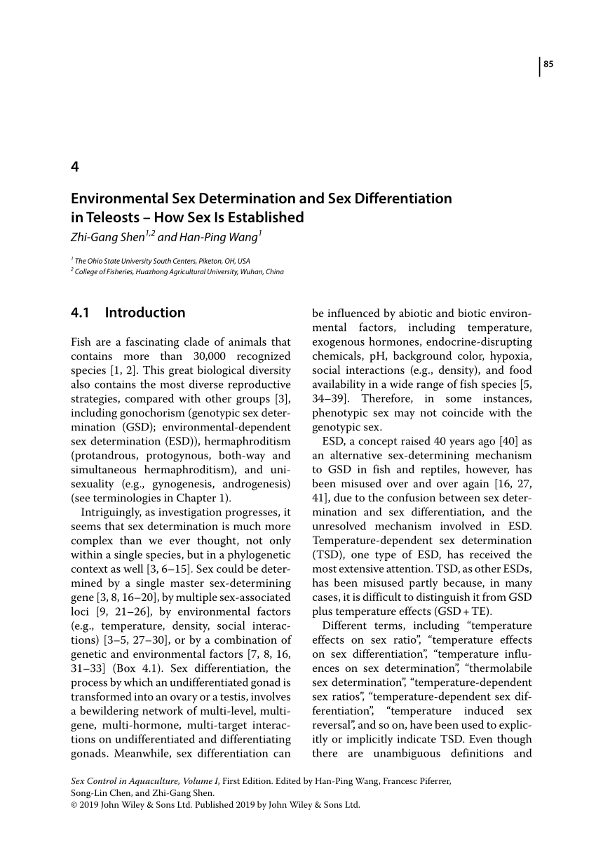 Pdf Environmental Sex Determination And Sex Differentiation In