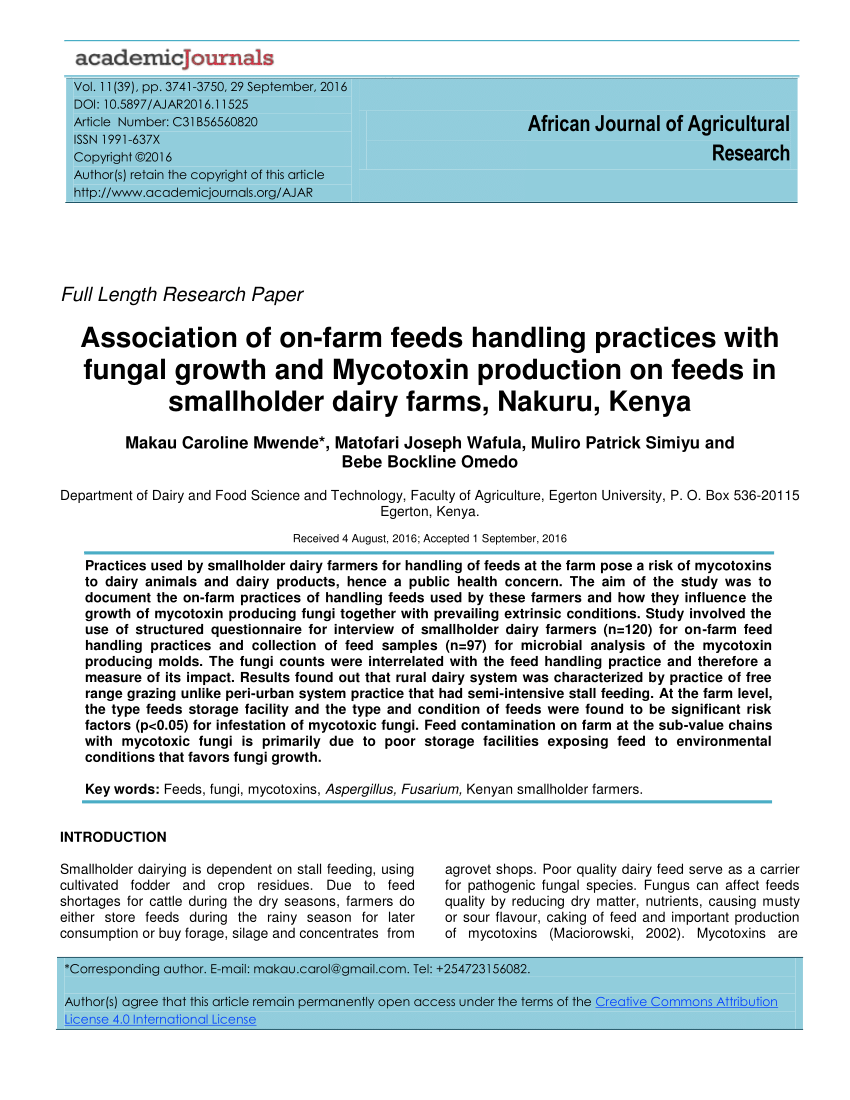 Pdf Influence Of Market Participation On Farm Hygienic Practices And Milk Quality In Smallholder And Pastoral Herds In Kenya